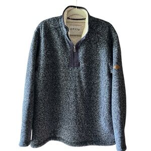 Orvis Men's Navy 1/4 Zip-Up Sherpa-Lined Sweater - XL